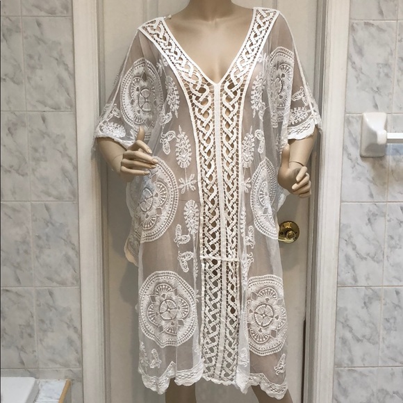 #73 LACE & CROCHET TUNIC TOP/ COVER UP - Picture 6 of 7